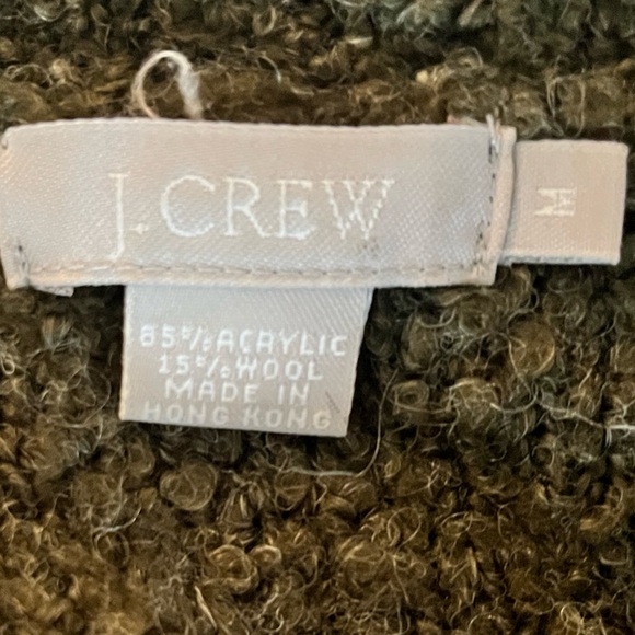 J.Crew Cardigan Sweater Green Medium Wool Blend Bouclé Fuzzy - Picture 4 of 4